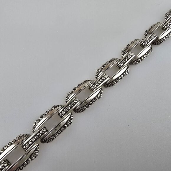 Vintage Sterling Silver 925 Ornate Link Bracelet 18cm - Picture 3 of 6